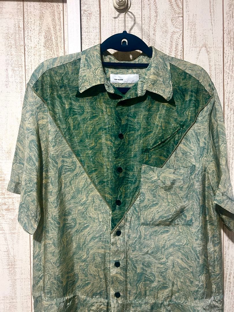 【TOGA PULLA/トーガプルラ】メッシュマーブルプリントシャツドレス