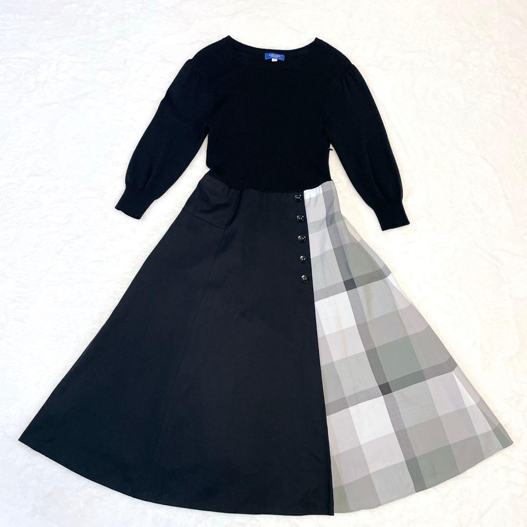 【美品】BLUE LABEL CRESTBRIDGE ニットコンビワンピース