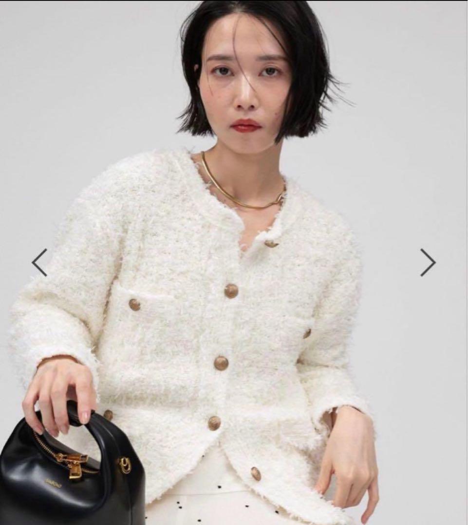 美品♡BABYLONE バビロン ツイードニットジャケット ホワイト 25SS