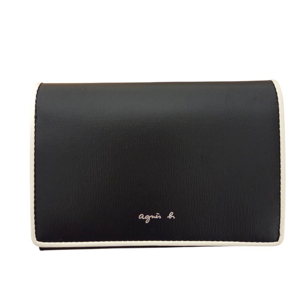 【極美品✨】agnès b. レザー　二つ折り財布　がま口　ブラック