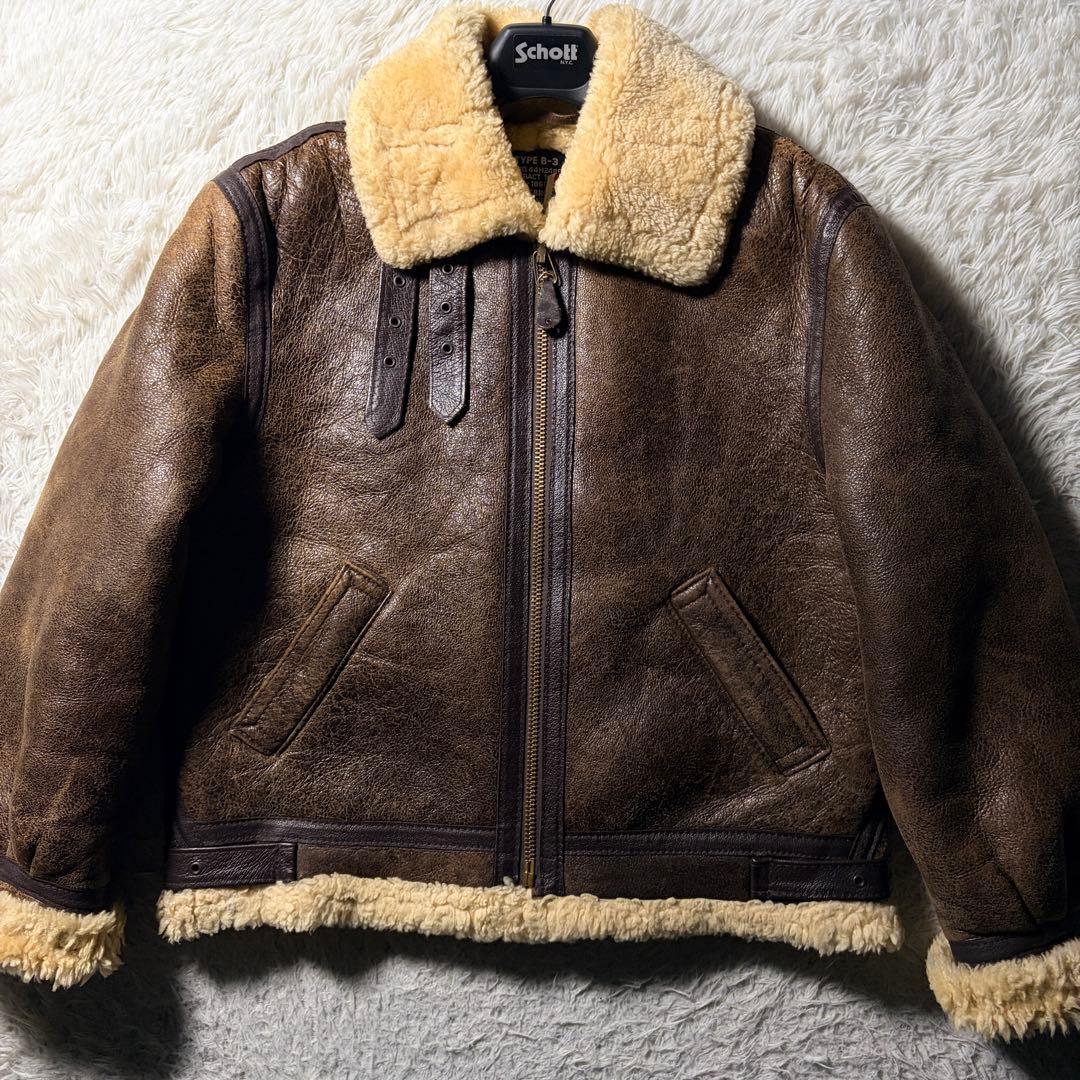 【米国製】schott フライトジャケット　B-3 羊革　ムートン　42
