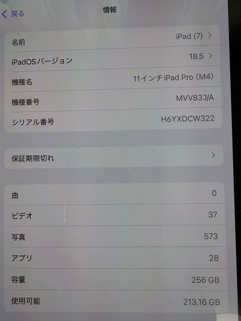 ほぼ新品バッテリー100%iPad Pro11インチ M4 256GB wifi