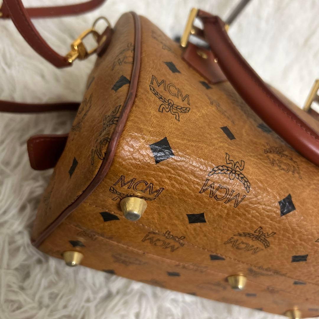 【美品】 MCM 2way ミニ ボストンバッグ ハンドバッグ ブラウン