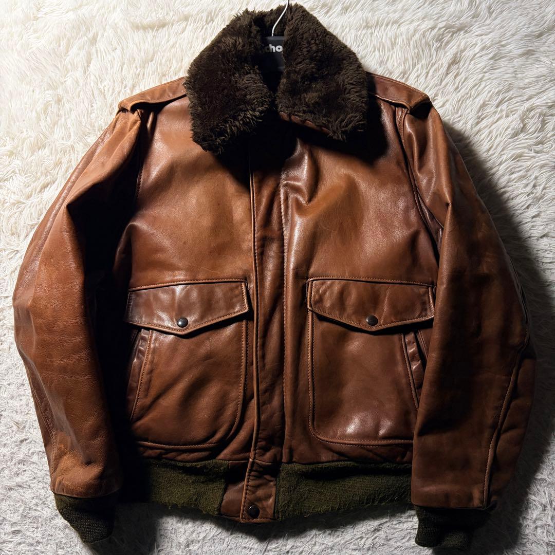 【米国製】schott フライトジャケット　 G-1 襟ボア　ブラウン　40