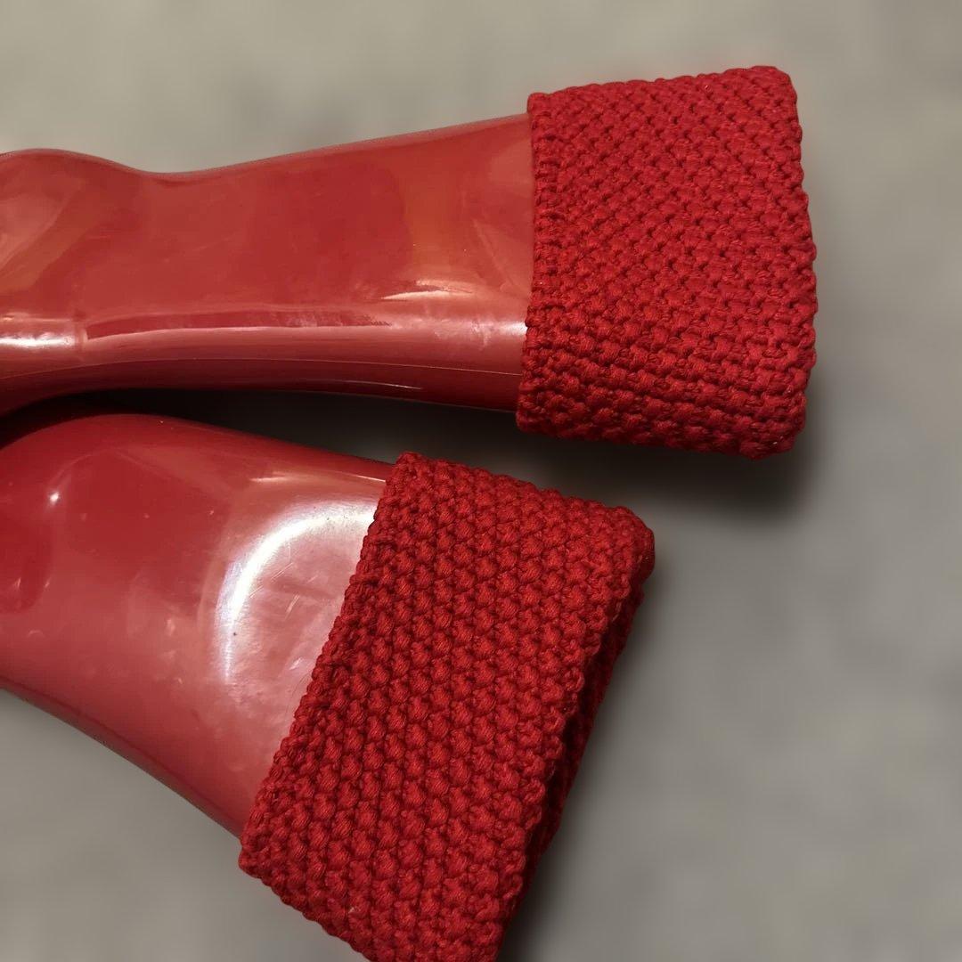 Melissa メリッサ　ニット付きレッド赤ラバーブーツレインブーツ長靴24.5