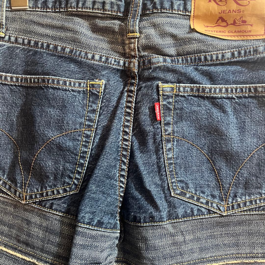 ⭐︎HYSTERIC GLAMOUR ❶スクラッチフレアデニムパンツブルー24㌅