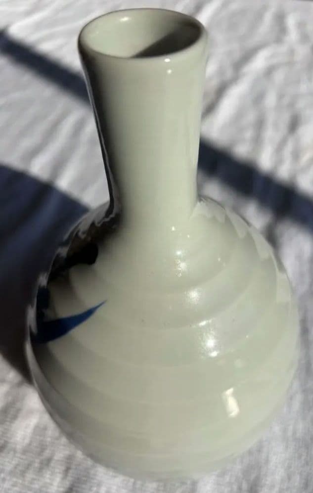 砥部焼　寿山　染付草花文　徳利　 花瓶　アンティーク小物