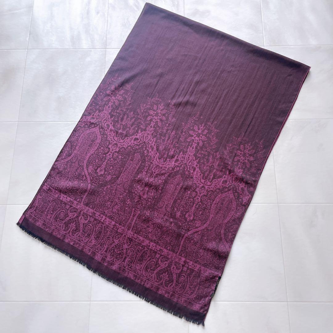 美品✨ETRO エトロ 大判ストール ウールシルク ペイズリー柄 パープル
