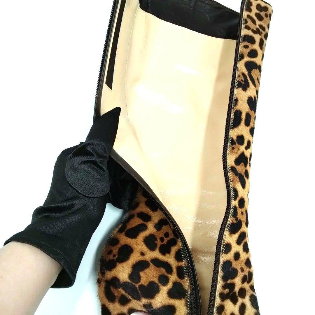 Christian Louboutinルブタン ロングブーツ ハラコ レオパード