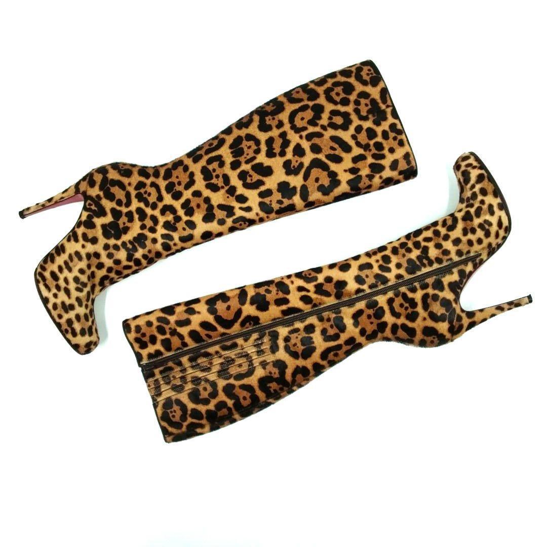 Christian Louboutinルブタン ロングブーツ ハラコ レオパード