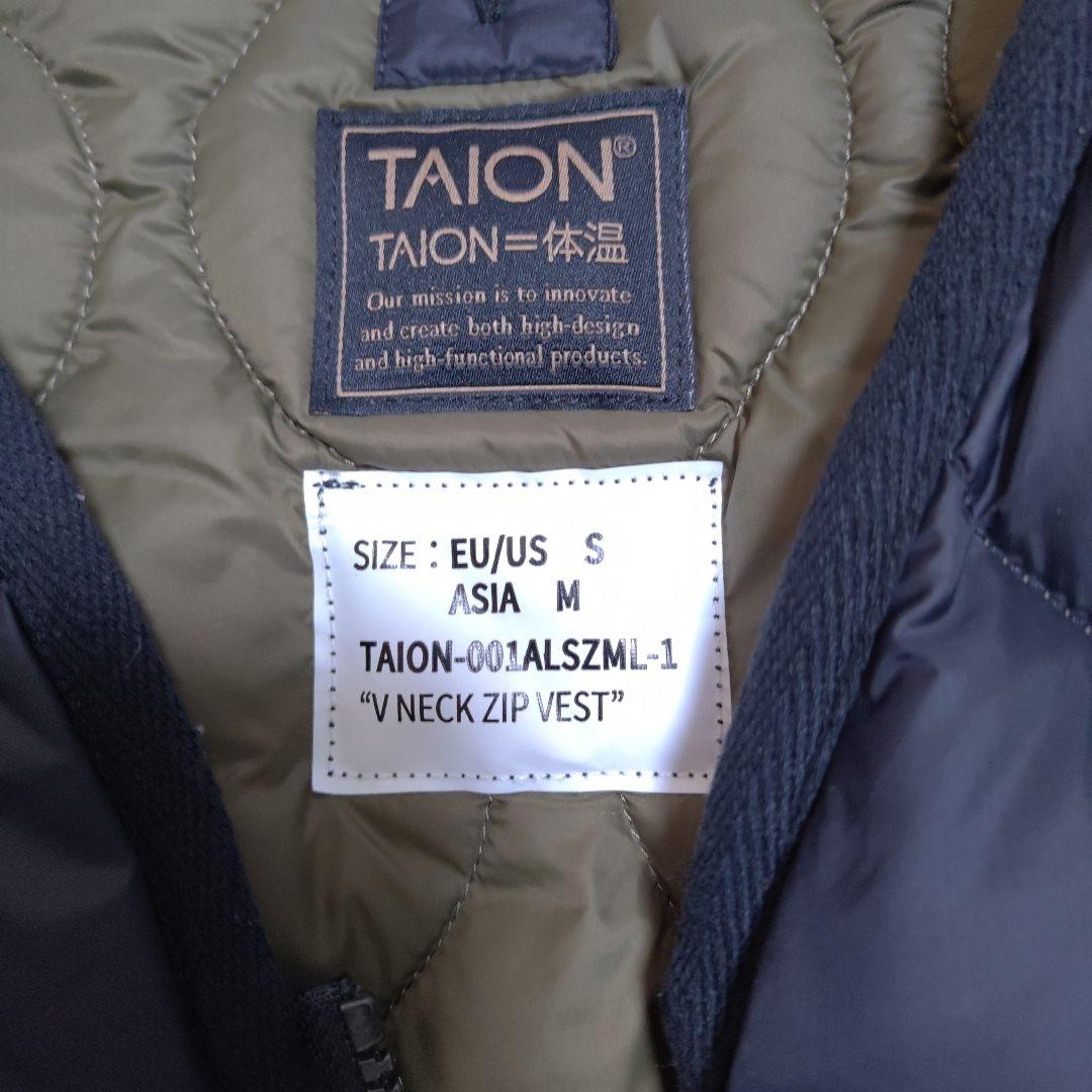 TAION　キルティングVネックダウンベスト　黒　Mサイズ
