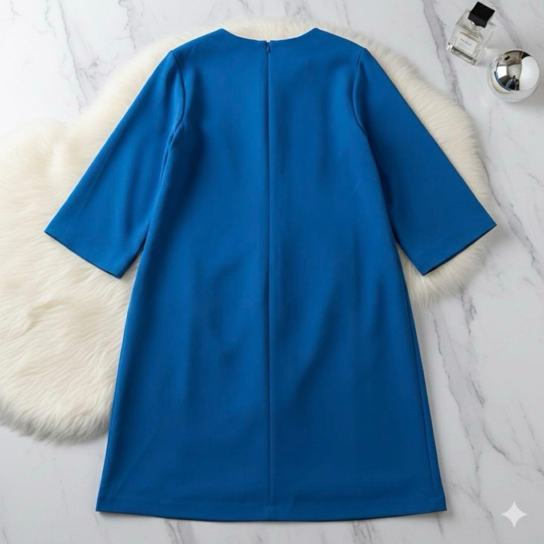 美品 アドーア ADORE クリアボンディングベーシックワンピース ブルー 38