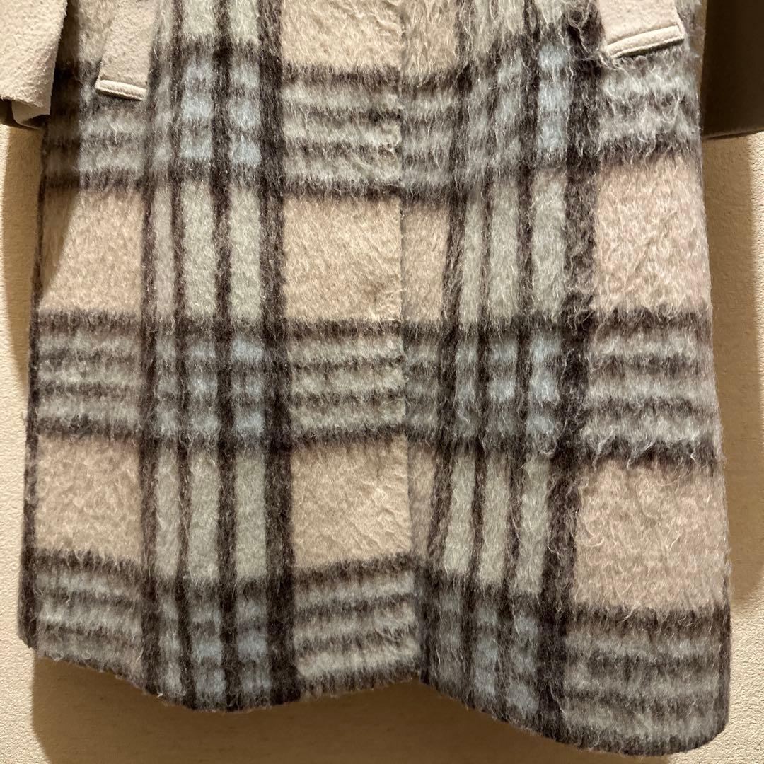 最終価格 Used Super Brautyシャギーチェック素材切替コート