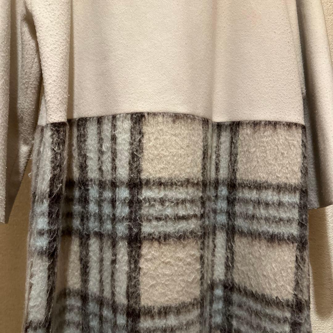 最終価格 Used Super Brautyシャギーチェック素材切替コート