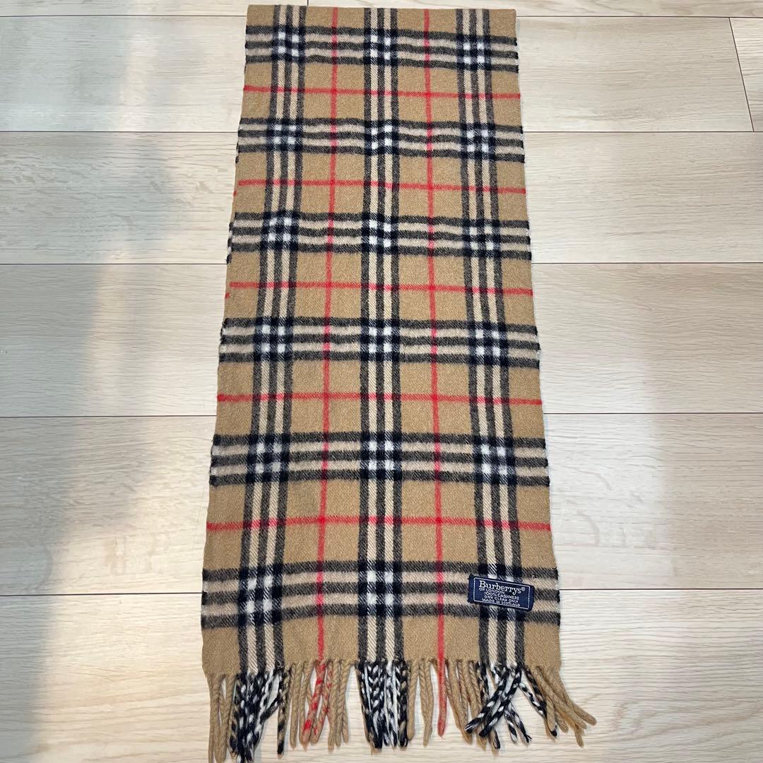 Burberry チェック カシミヤ100% マフラー スコットランド リペア有