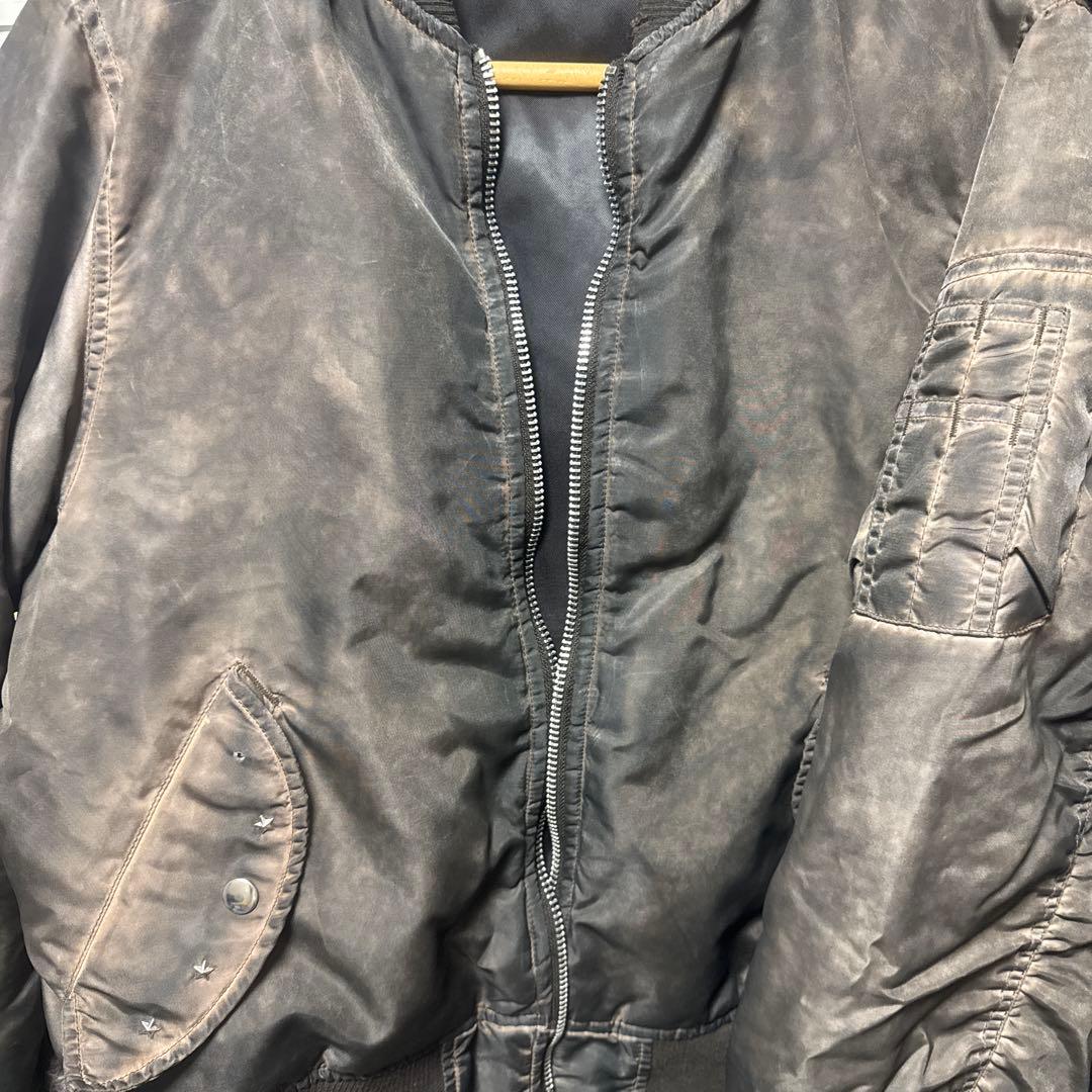 BELVET Faded MA-1 Bomber Jacket ブラウン M