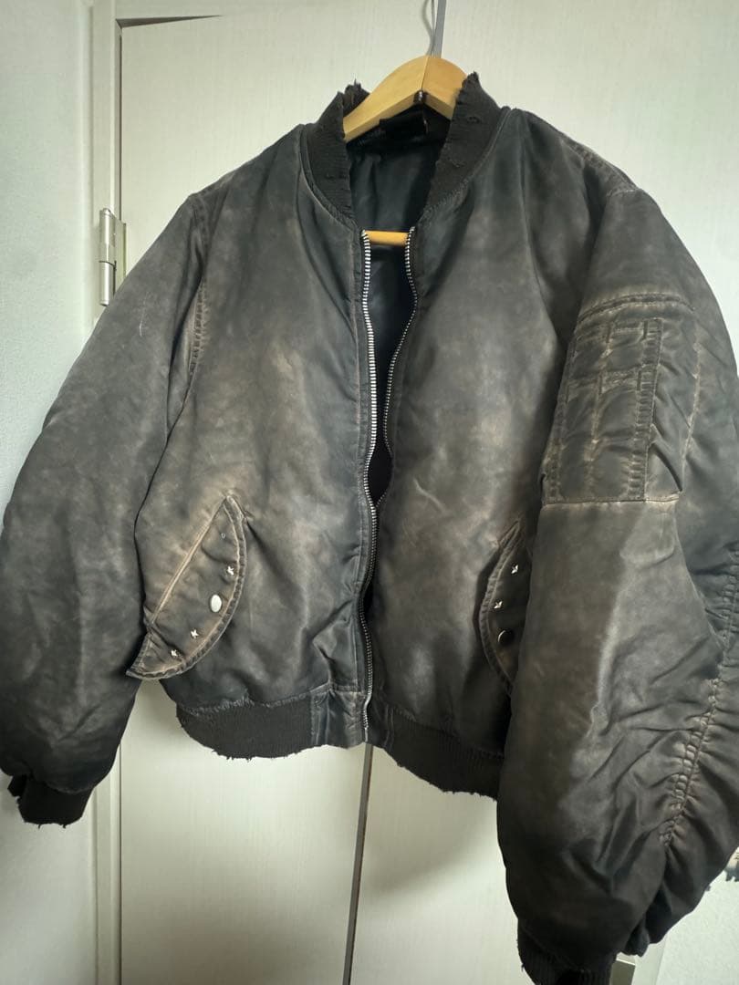 BELVET Faded MA-1 Bomber Jacket ブラウン M