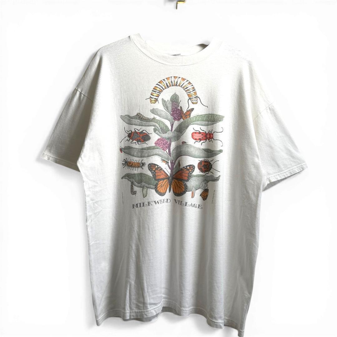 90s Hanes USA製 昆虫 蝶 グラフィックTシャツ XL H09