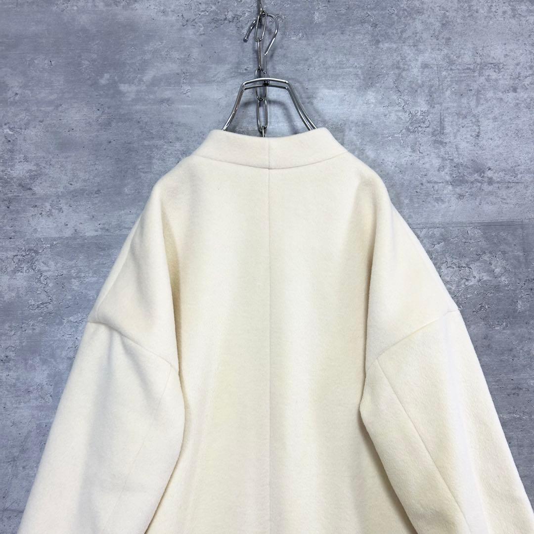 美品　ジャーナルスタンダード ノーカラー ロングコート アイボリー ウール混