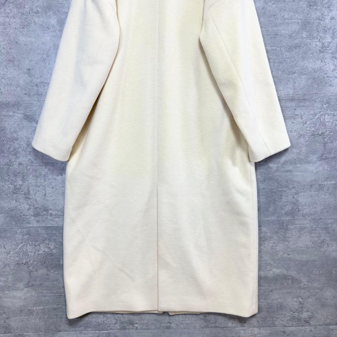 美品　ジャーナルスタンダード ノーカラー ロングコート アイボリー ウール混