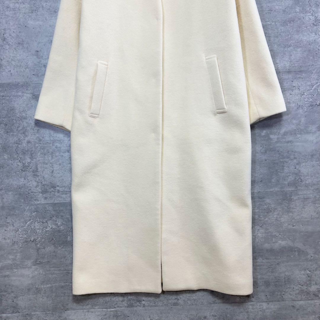 美品　ジャーナルスタンダード ノーカラー ロングコート アイボリー ウール混