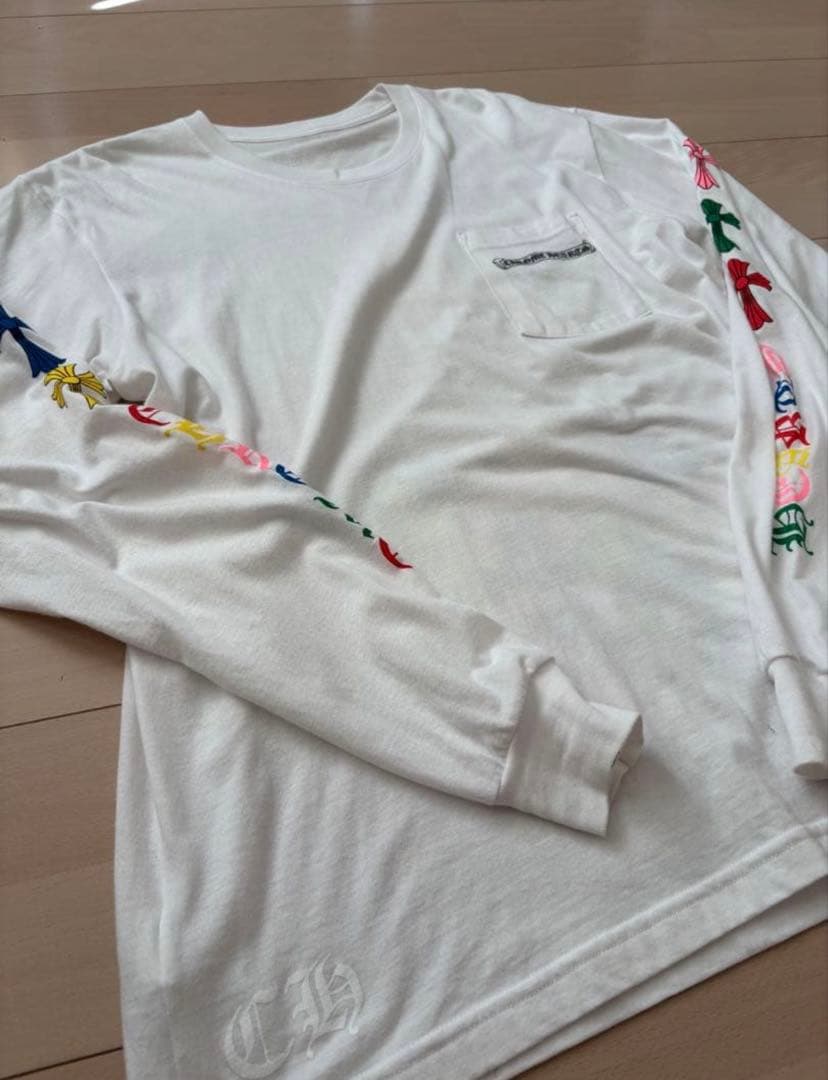 クロムハーツ　マルチカラー　セメタリークロス　ロンT 白