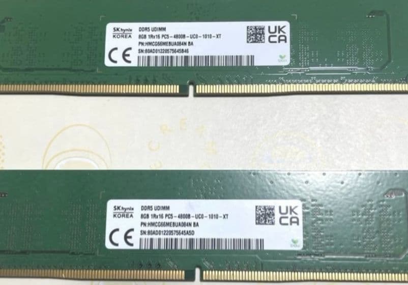 SK-hynix DDR5 4800MT/s メモリ2枚16gb動作確認済