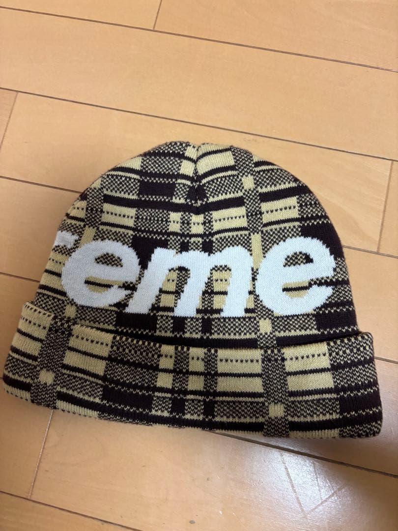 Supreme チェック柄 ニット帽