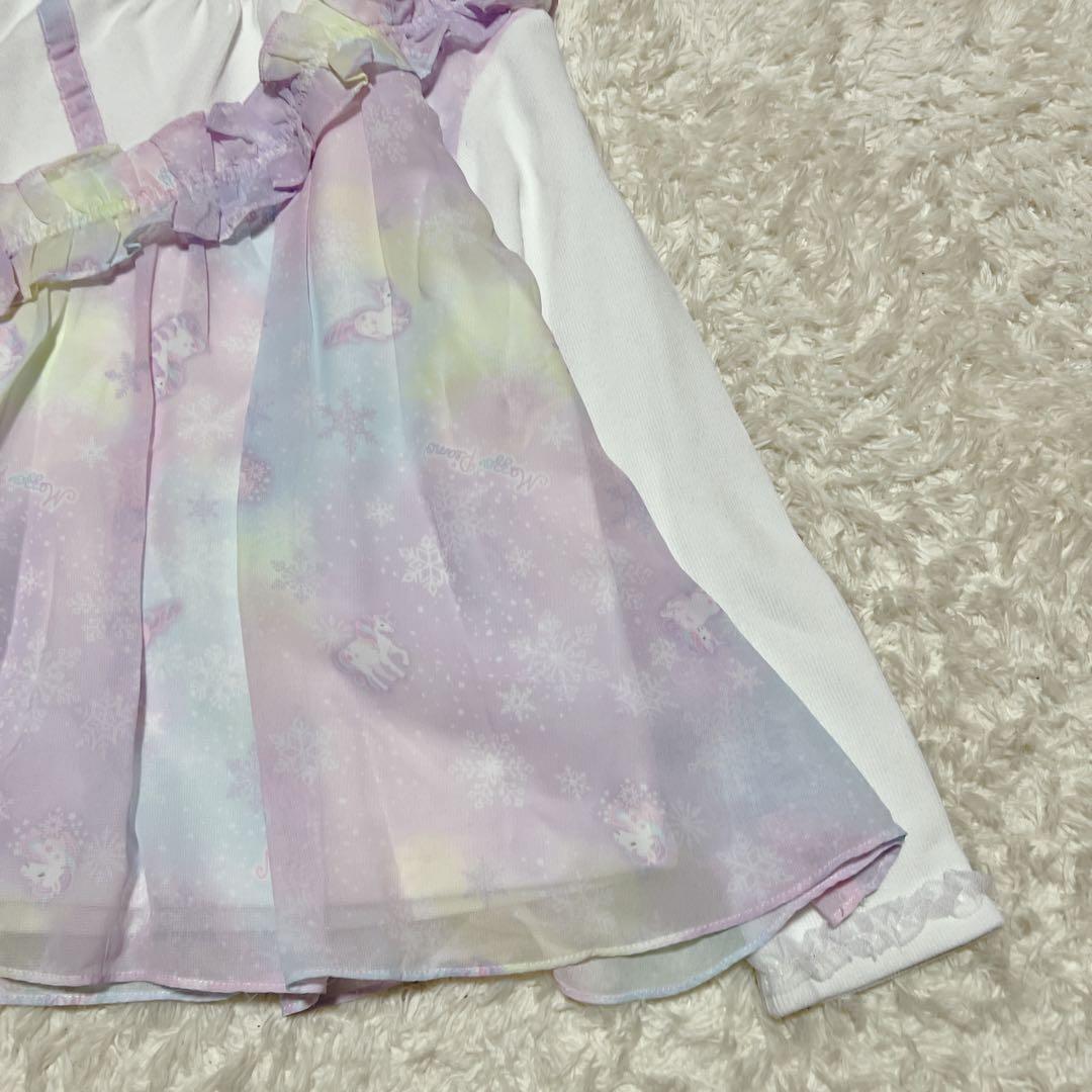 こんぐ様　メゾピアノ　セットアップ　140 ユニコーン ピンク　パープル　フリル