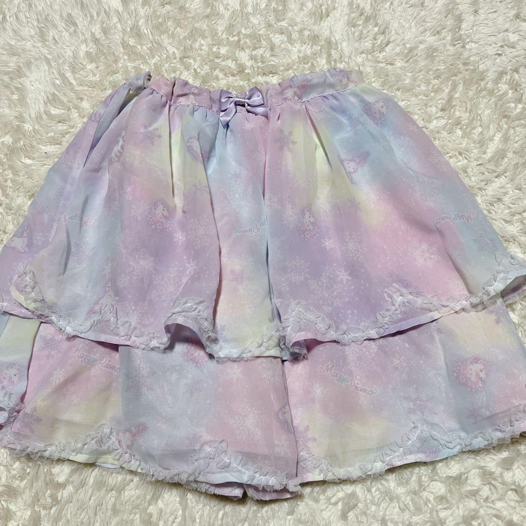 こんぐ様　メゾピアノ　セットアップ　140 ユニコーン ピンク　パープル　フリル