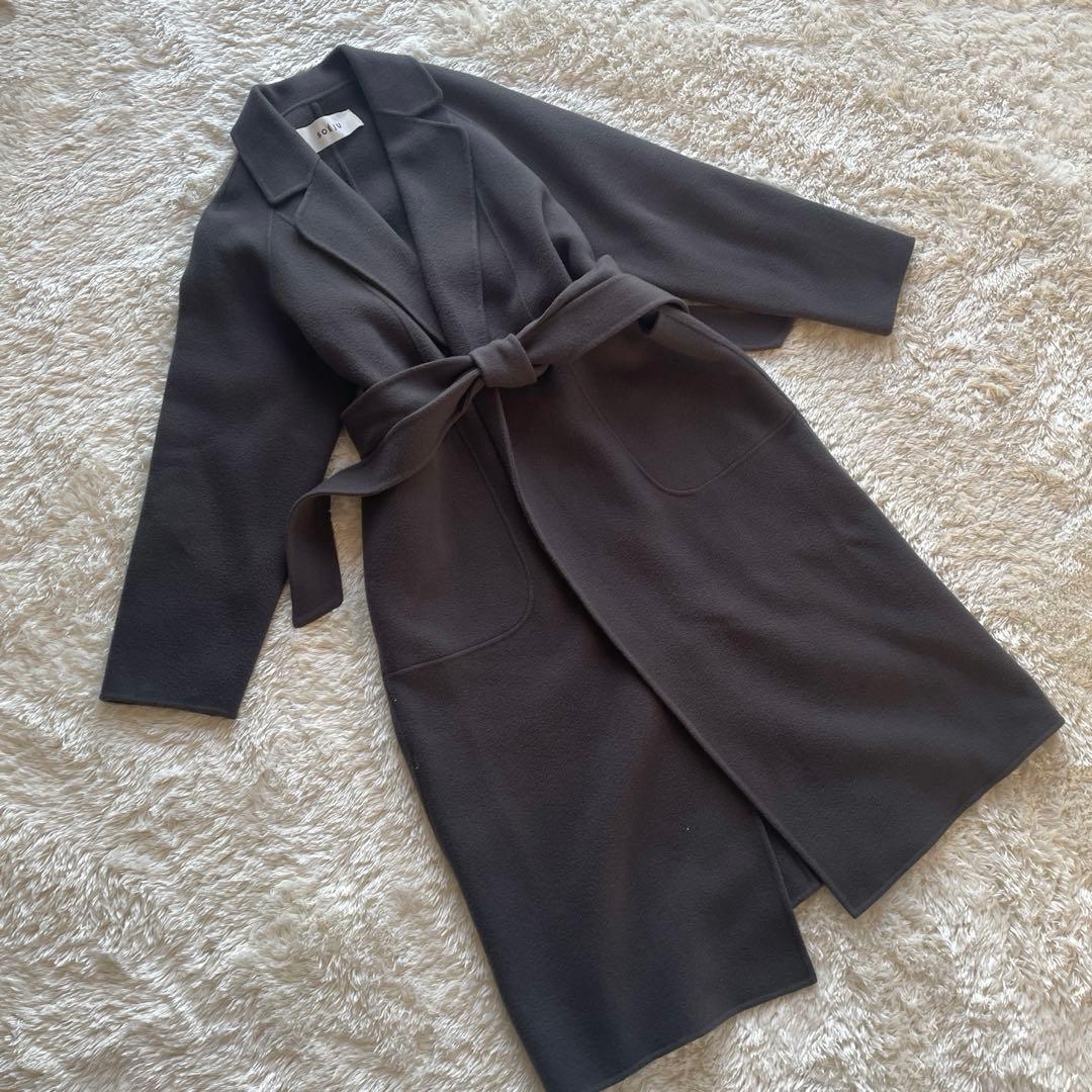 SOEJU ウール リバーローブコート　チャコール　S