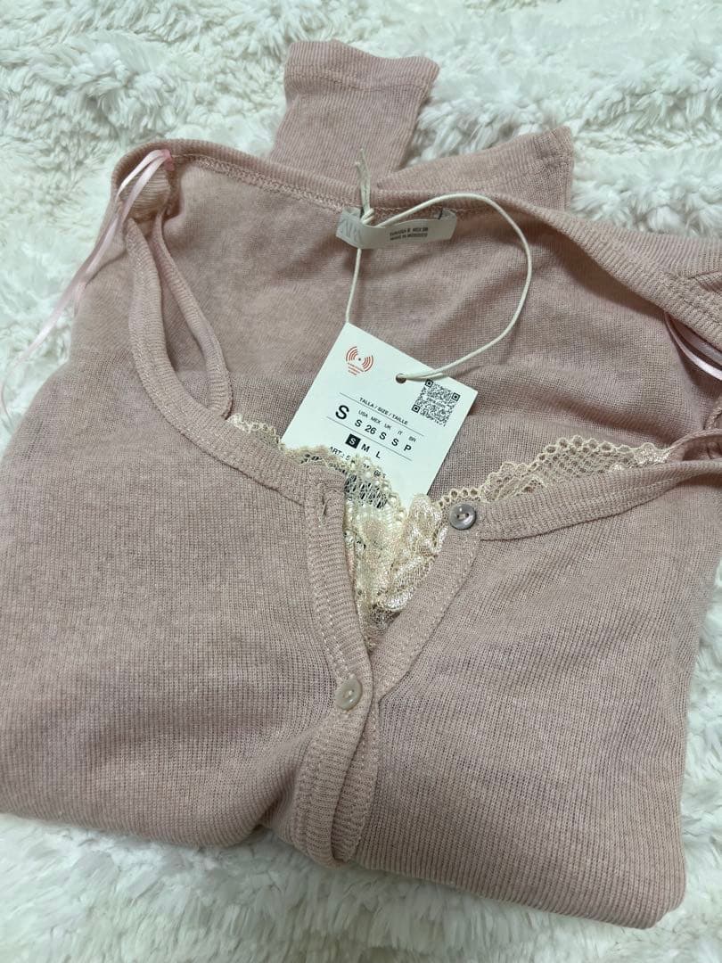 ZARA レーストップコントラストジャケットピンク　Sサイズ