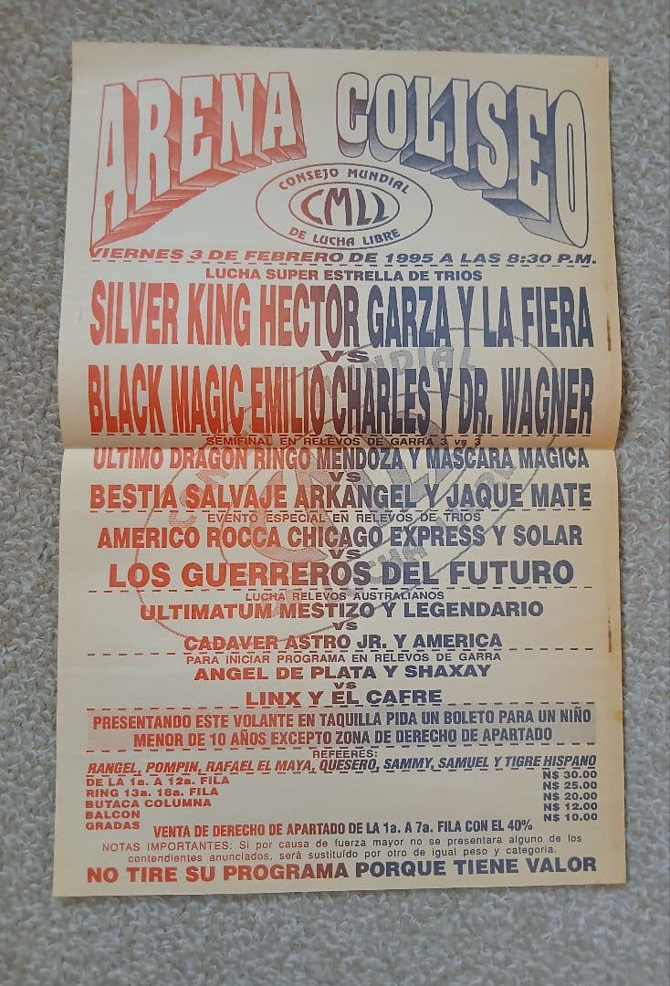 【年代物1995年ルチャリブレグッズ】対戦カード、box y luchaなど7点