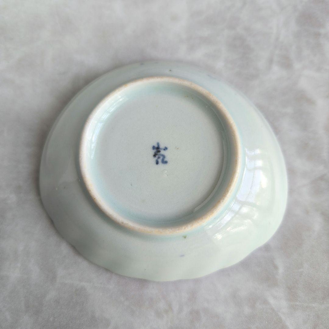 古伊万里　染付貝型小皿　江戸時代　染付　鮑　海松　金直し　金継ぎ　アンティーク