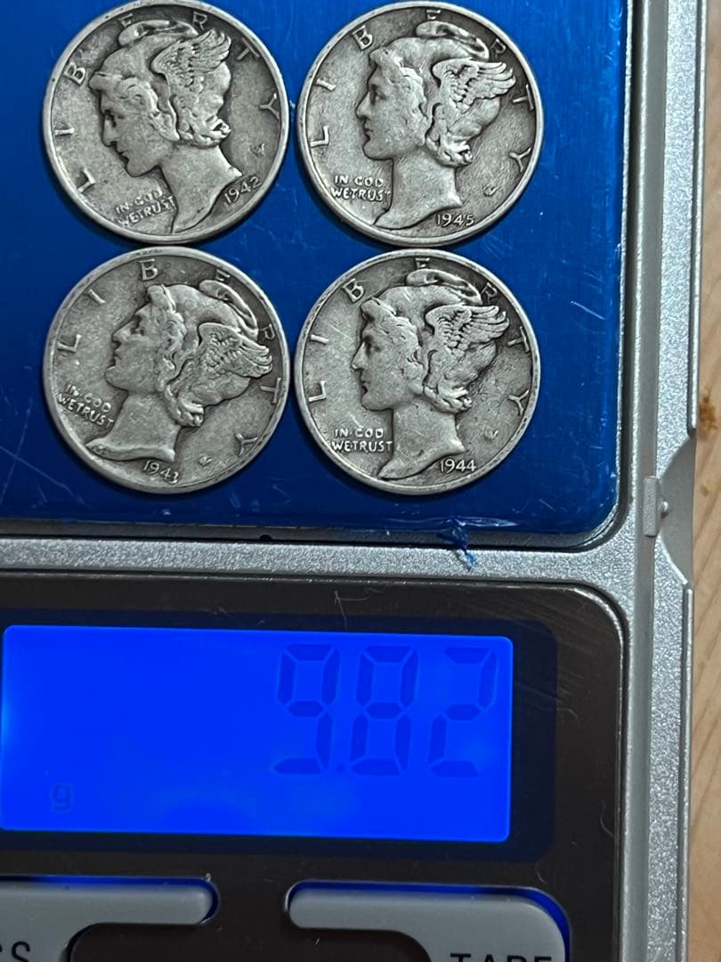 銀貨マーキュリーダイム 4枚セット Mercury dime silver