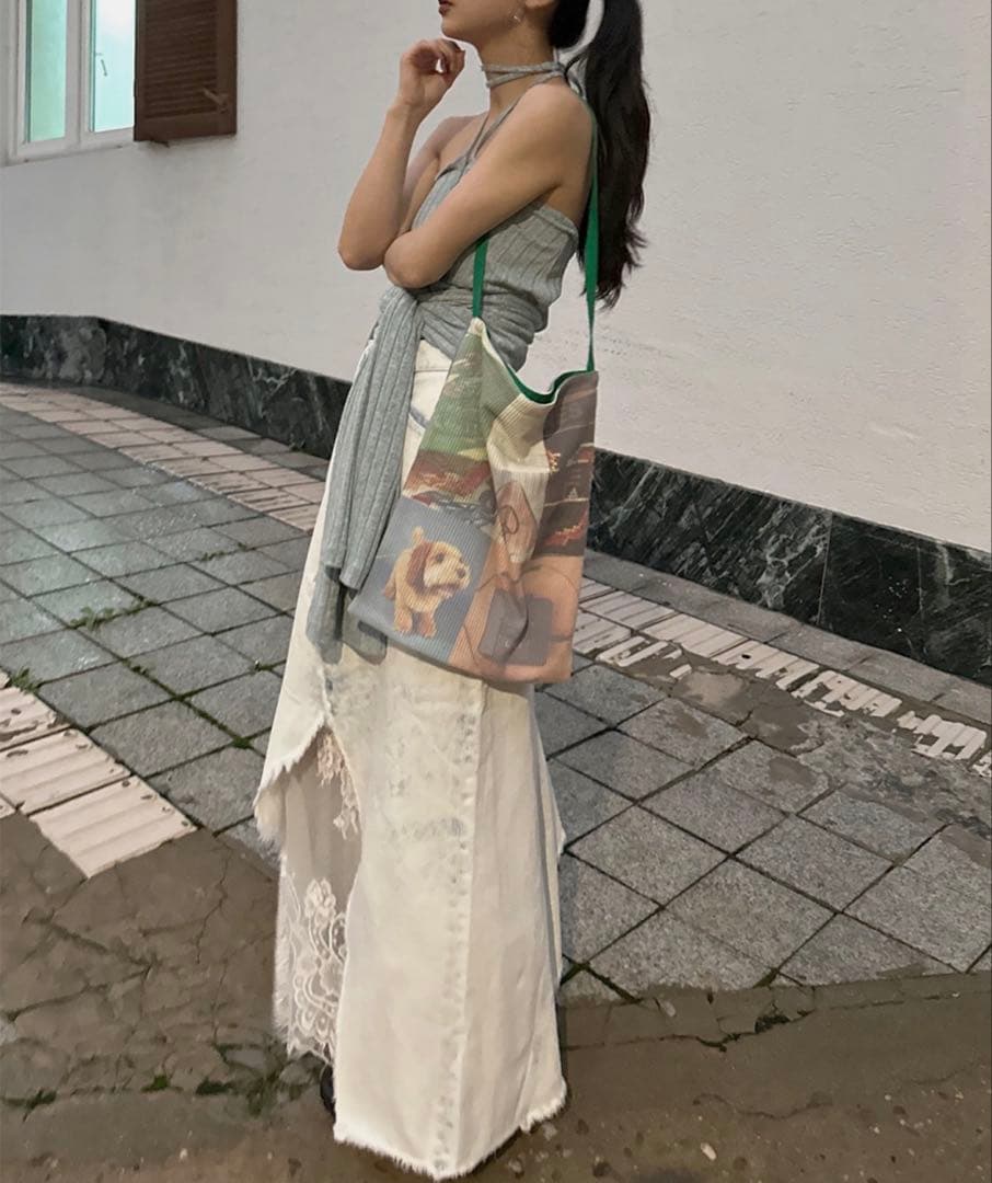 スカート Ameri REMAKE LIKE DENIMLACE LAYEREDSKIRT