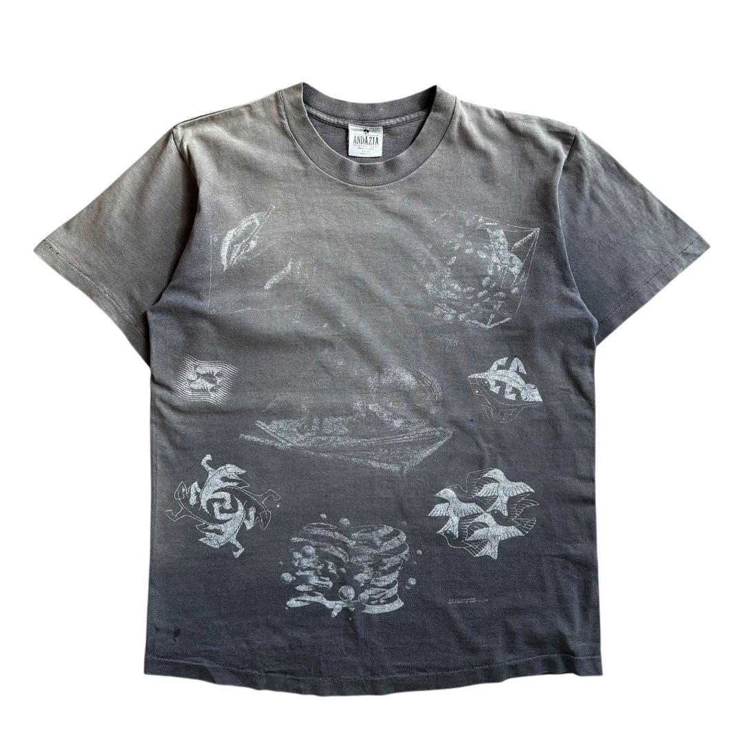 茶*ー様 90s M.C. Escher エッシャー アート tシャツ フェード