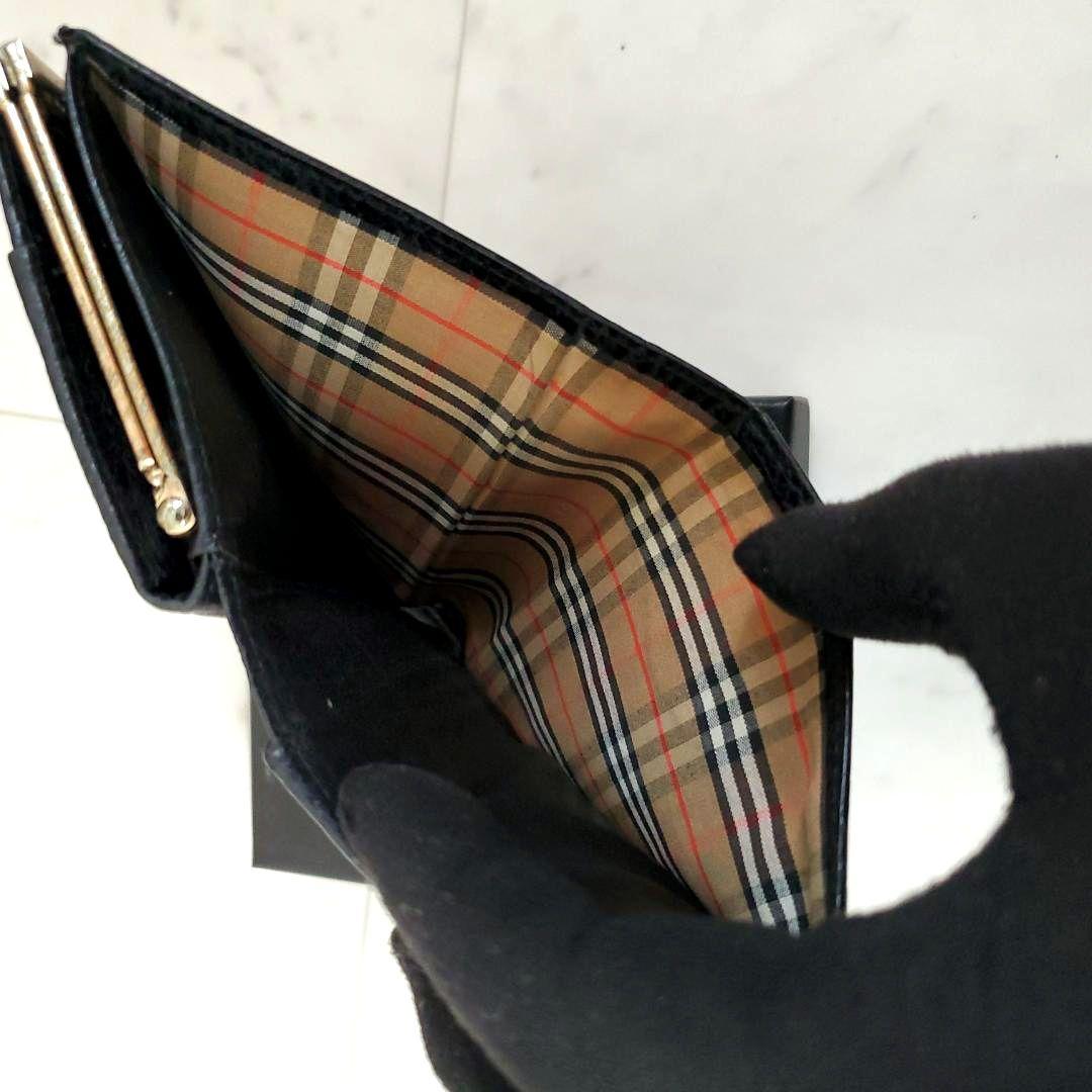 もう手に入らない！ 美品 バーバリー 折り財布 がま口 ノバチェック 黒 レア