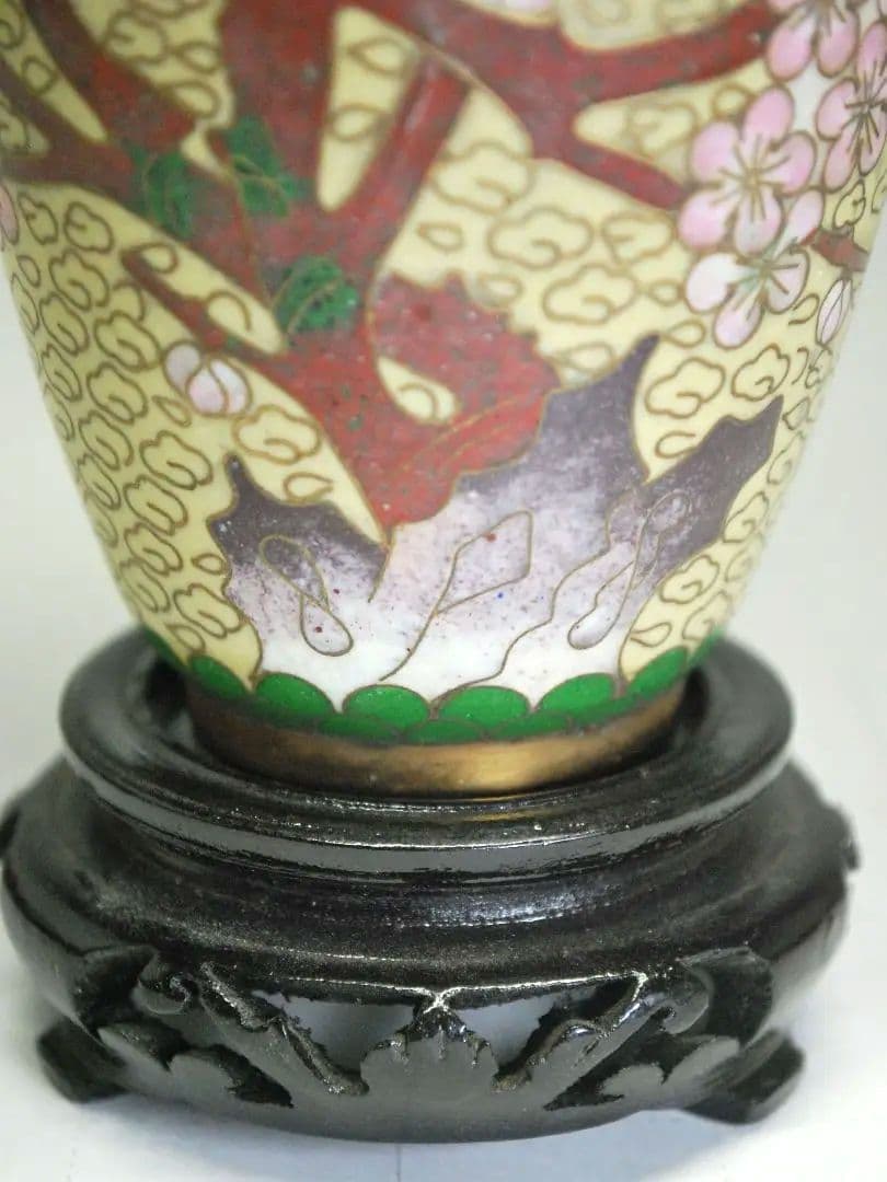 中国　七宝焼　真鍮製　花瓶