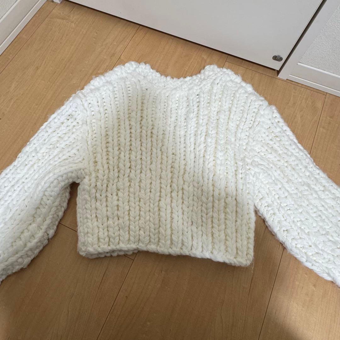 アプワイザーリッシェ カーディガン 手編み 編み込み ニット ハンドメイド 白