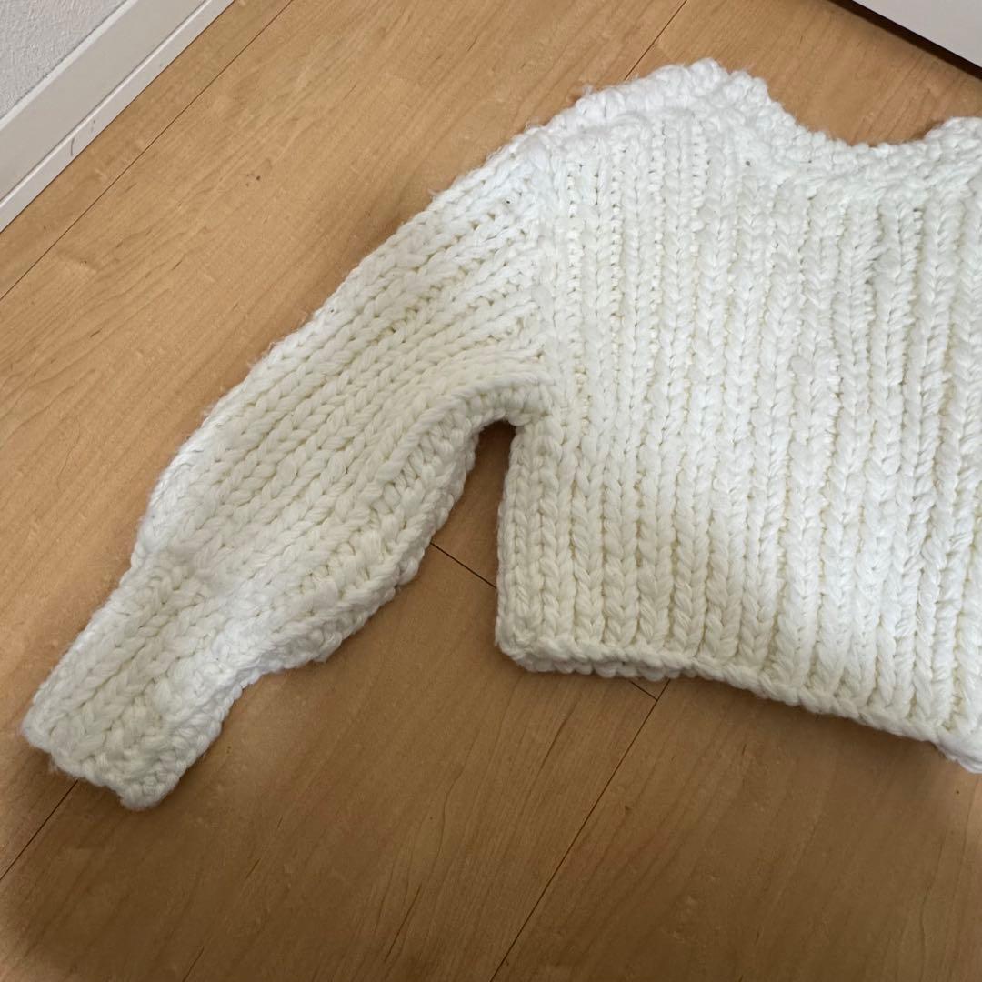 アプワイザーリッシェ カーディガン 手編み 編み込み ニット ハンドメイド 白