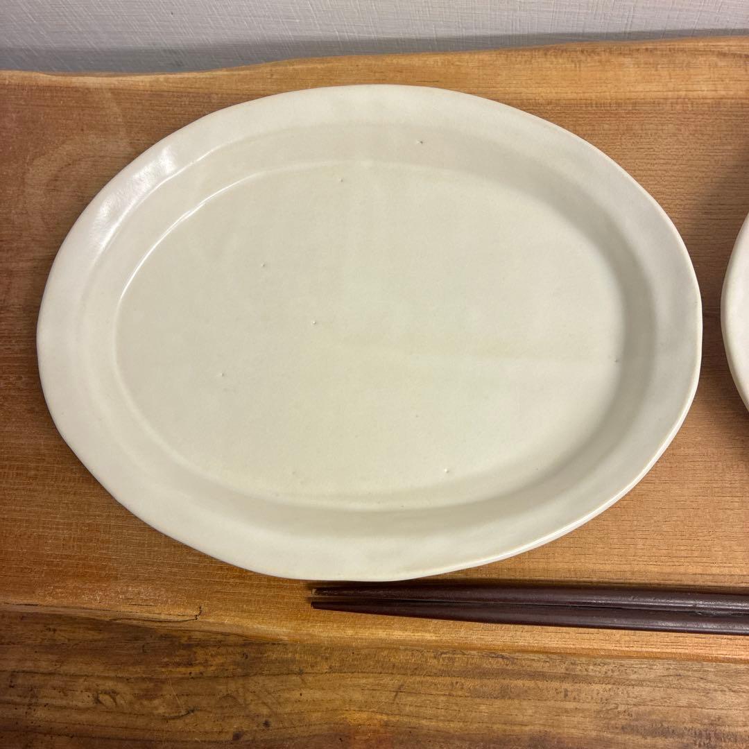 Gigi新品　陶器　陶芸作家　楕円リムプレート皿2枚　441