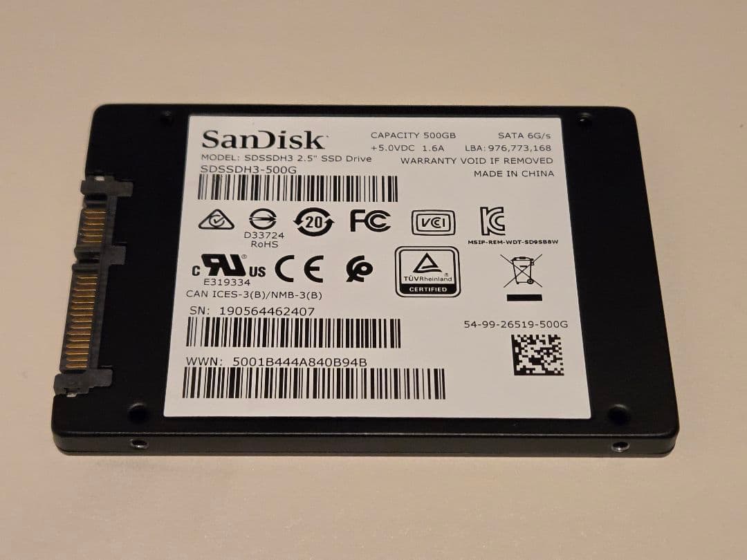 SanDisk Ultra 3D SSD 500GB⑧◆健康状態100%