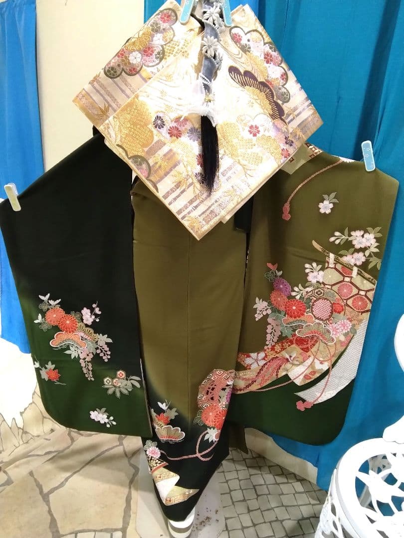 振袖フルセット、正絹トールサイズ、成人式、重ね衿、帯揚げ帯締め、西陣袋帯、長襦袢