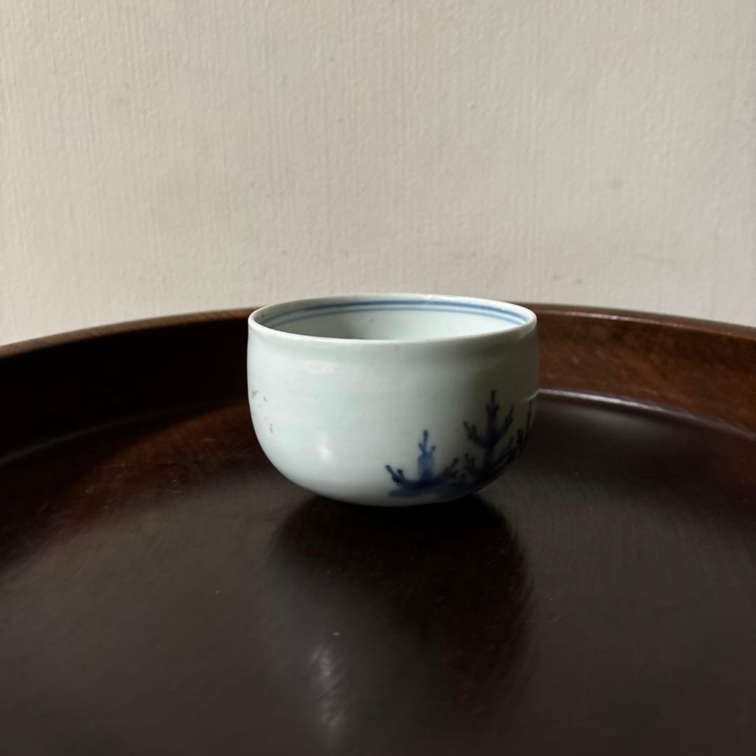 古伊万里染付松文　ころ茶碗　1点　湯呑　江戸時代　アンティーク　白磁　検:李朝