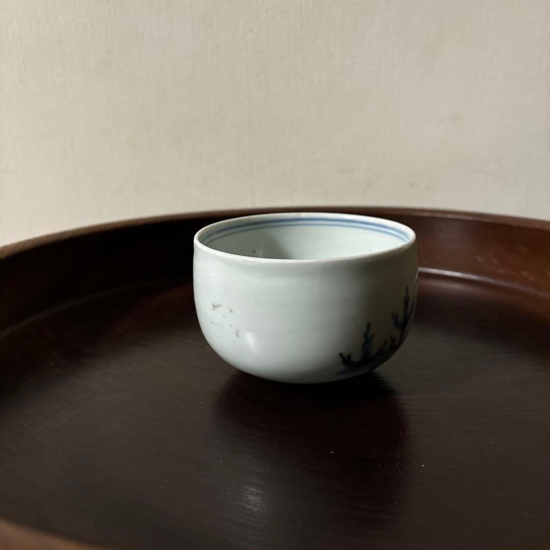 古伊万里染付松文　ころ茶碗　1点　湯呑　江戸時代　アンティーク　白磁　検:李朝
