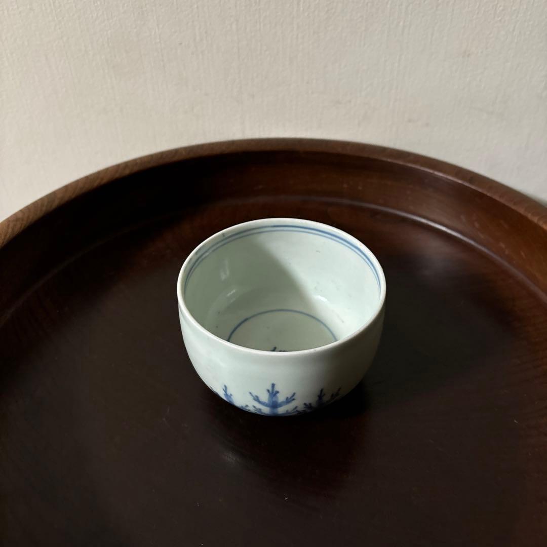 古伊万里染付松文　ころ茶碗　1点　湯呑　江戸時代　アンティーク　白磁　検:李朝