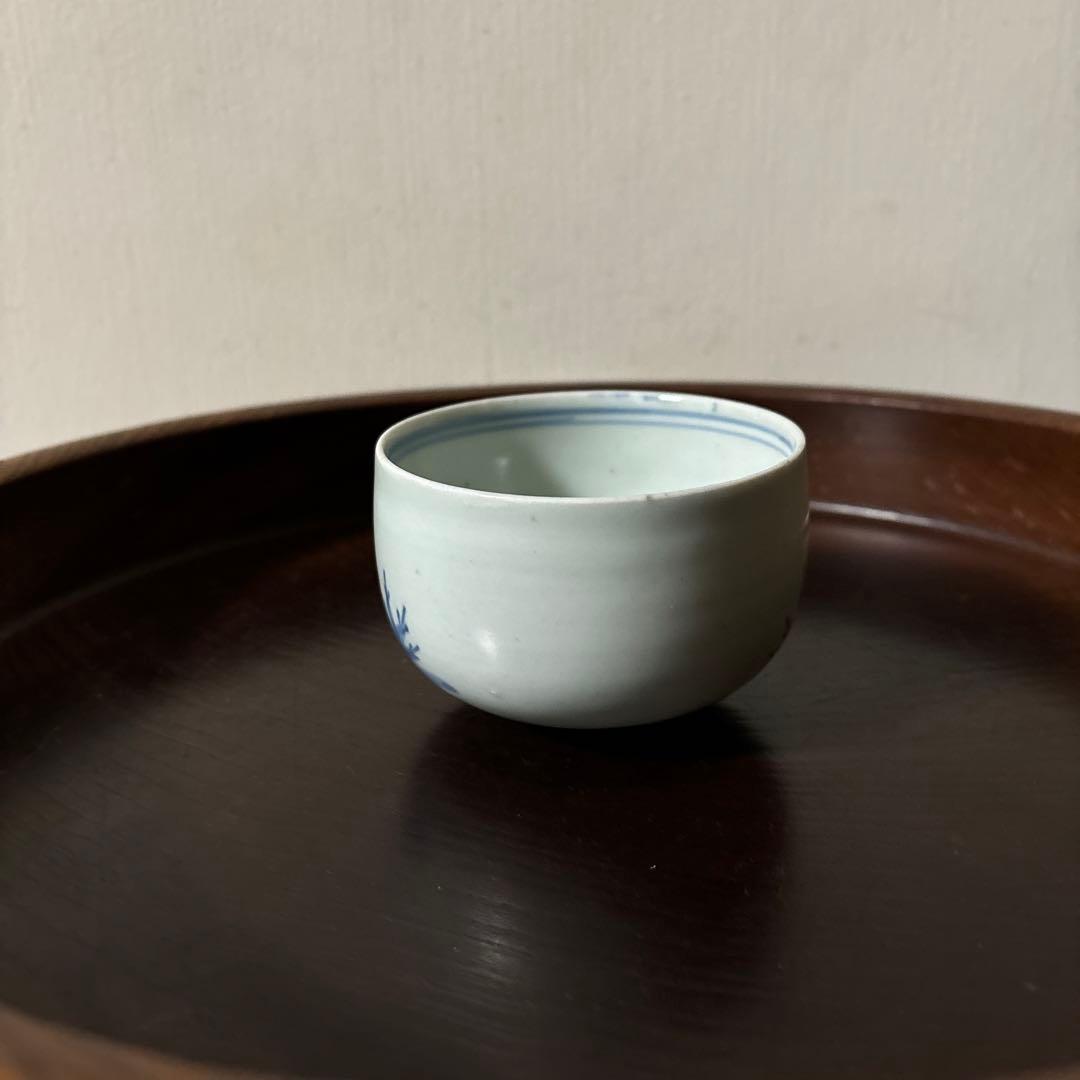 古伊万里染付松文　ころ茶碗　1点　湯呑　江戸時代　アンティーク　白磁　検:李朝