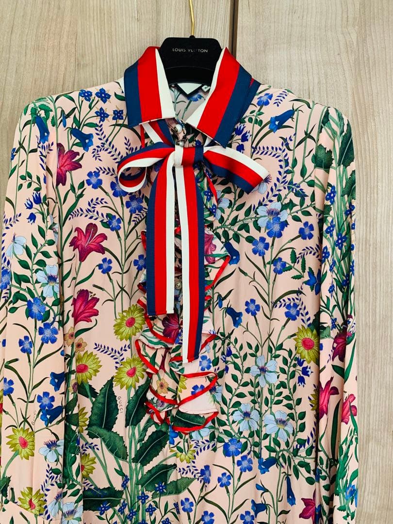 GUCCIグッチ花柄ワンピースシルク100%