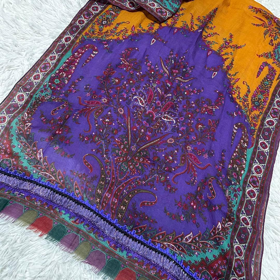 ETRO エトロ ウール　シルク　ペイズリー 大判ストール イタリア製